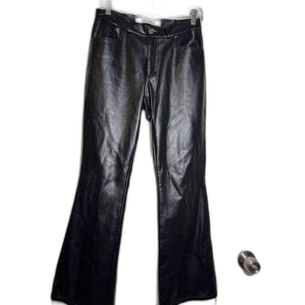 Mavi Faux Leather Molly Pants Flare Low Rise Black Sz 30/30 Bootcut Popstar y2k